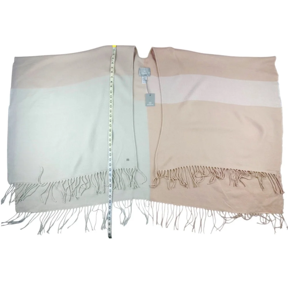 NWT Women's Soia & Kyo Yadira Fringe Shawl OS Pink & White Old Money Grandmacore